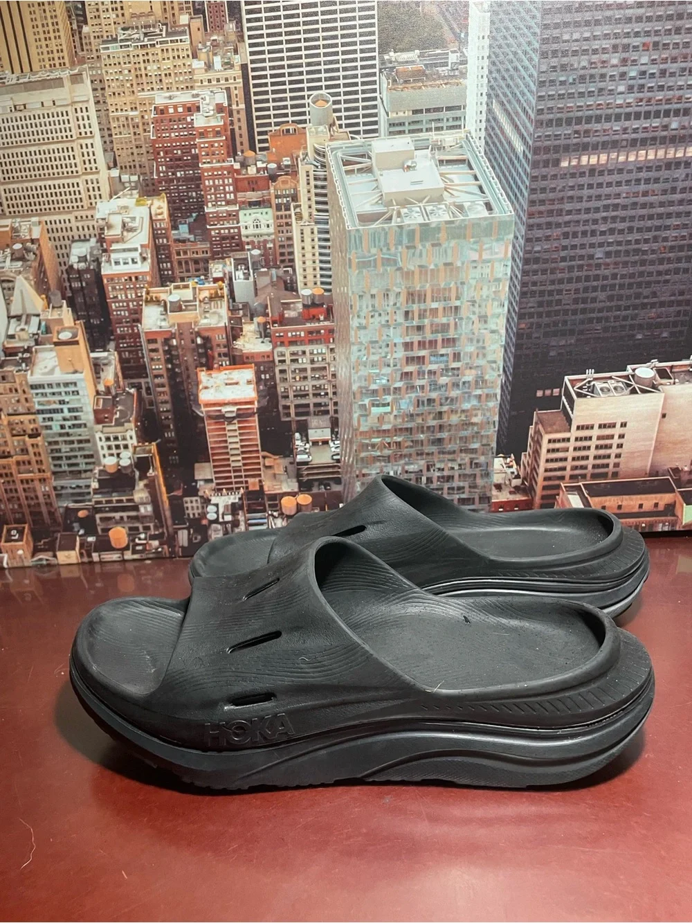 Hoka One One Ora Recovery Slides Mens Size 12 Black Slip On Sandals Comfort Shoe